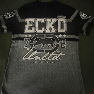 Ecko Unlimited Black and Gray Logo Tee
